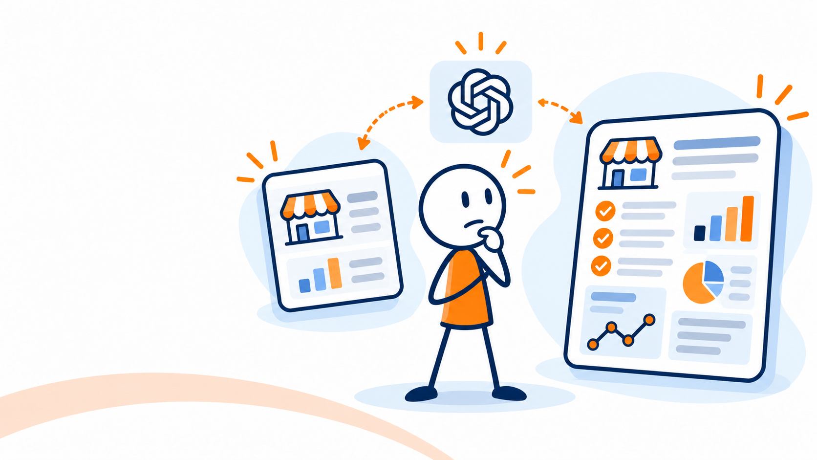Matchstick character comparing a short report with a fuller AI visibility audit